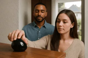 Image montrant des pierres d'obsidienne et de tourmaline, utilisées pour la protection énergétique du foyer.